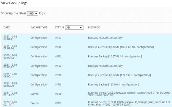 View Backup Logs from the UI