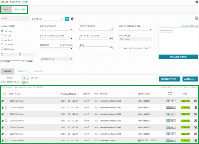 Events (SIEM) Page