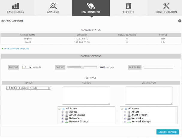 Traffic Capture Home Page